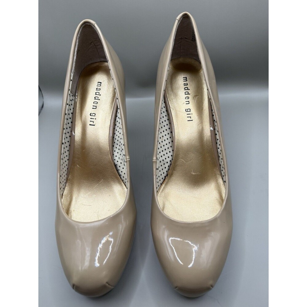 Madden Girl Getta Patent Leather Nude Beige High Heels Woman's size 10 NWOB